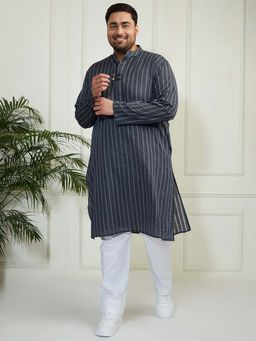 Vastramay - Men's Cotton Zig Zag Pattern Kurta with Pant (Set of 2)