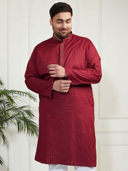 Vastramay - Men's Maroon Cotton Stripes Kurta