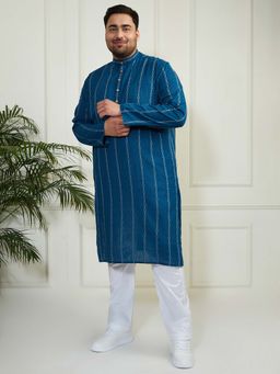 Vastramay - Men's Cotton Woven Stripes Regular Kurta with Pant (Set of 2)