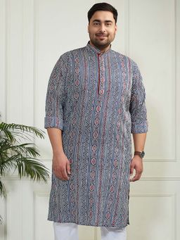 Vastramay - Men's Cotton Kantha Work Jaipuri Printed Kurta