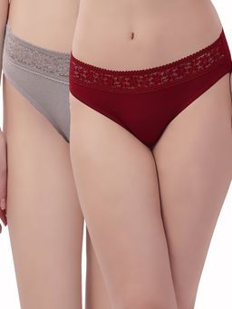 SOIE - Mid Rise Full Coverage Super Soft Micro Modal Lace Detailed Brief - Multicolor (Pack of 2)