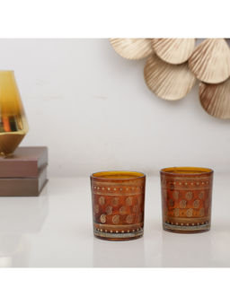 HomeTown - Nyra Glass Votives In Mustard (Set of 2)