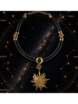 Suhani Pittie - Green Onyx Cosmo Nights Gold Statement Necklace