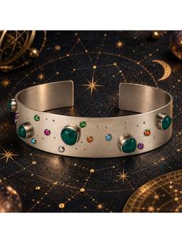 Suhani Pittie - Green Onyx Comet Trail Silver Necklace