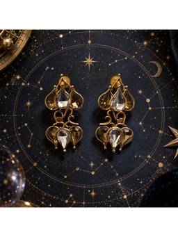 Suhani Pittie - 22K Gold Plated The Starlight Lotus Chandelier Drop Earrings