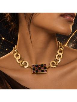 Suhani Pittie - 22K Gold Plated Lavender Matrix Gold Neckpiece