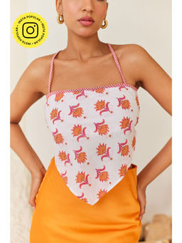 Urban Suburban - Pink Scarf Top With Gingham Tie Up