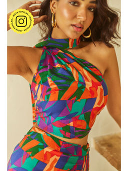 Urban Suburban - Tropical Print Scarf Crop Top