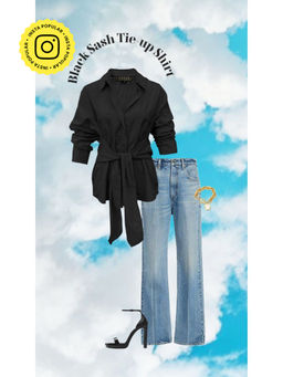 Urban Suburban - Black Oversized Shirt with Sash Tie-Up