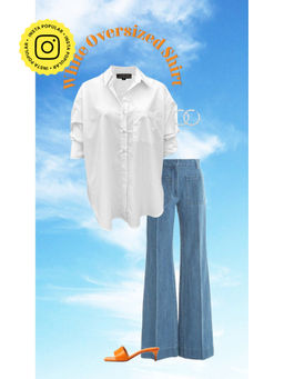 Urban Suburban - White Oversized shirt with Reverse Cuff