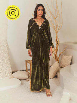 Urban Suburban - Olive Hand Embroidered Dress