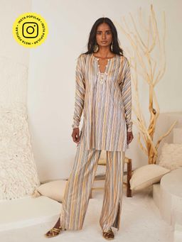 Urban Suburban - Multicolor Co-ord Set with Conch Detail (Co-ord Set of 2)