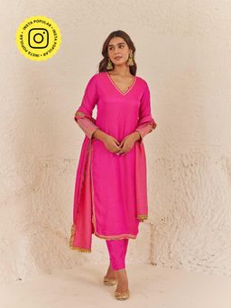 Urban Suburban - Pink Gota Kurta Set with Dupatta (Set of 3)