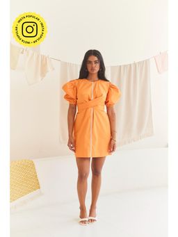 Urban Suburban - Orange Poplin Short Dress