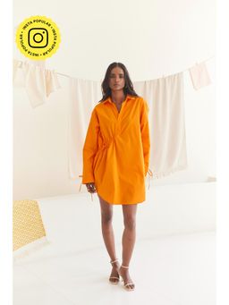 Urban Suburban - Orange Drawstring Shirt Style Dress