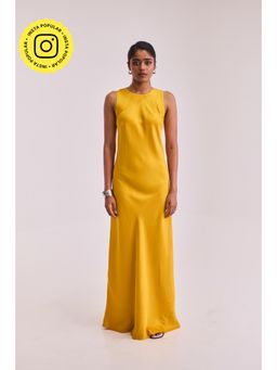 Urban Suburban - Yellow Satin Solid Maxi Dress