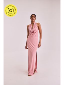 Urban Suburban - Pink Halter Neck Maxi Dress