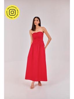 Urban Suburban - Red Strapless Solid Dress