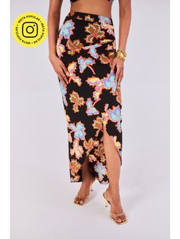 Urban Suburban - Floral Printed Slit Detail Skirt