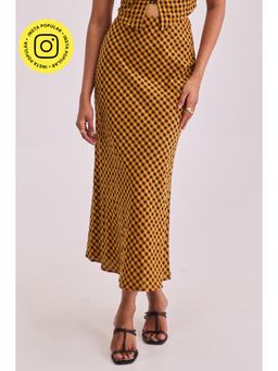 Urban Suburban - Yellow Gingham Checks Midi Skirt