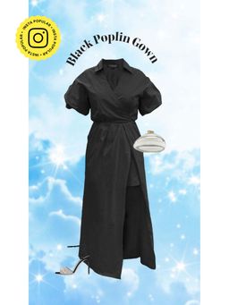 Urban Suburban - Black Poplin Slit Maxi Dress