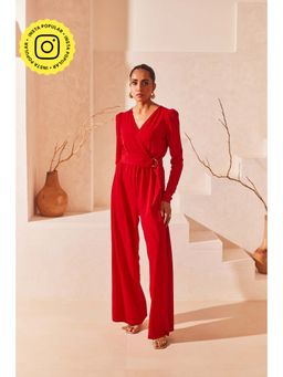 Urban Suburban - Red Full Sleeves Jumpsuit with Belt (Set of 2)