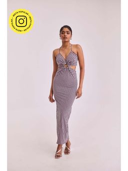 Urban Suburban - Gingham Maxi With Front Ring Detail Dress