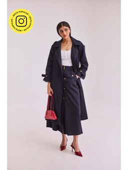 Urban Suburban - Navy Blue Trench Coat with Belt (Set of 2)