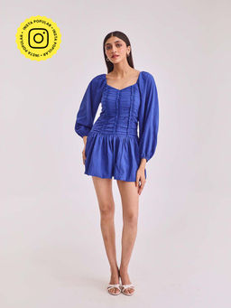Urban Suburban - Short Blue Dress with Full Sleeves