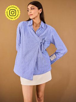 Urban Suburban - Blue Striped with Tie-Up Shirt