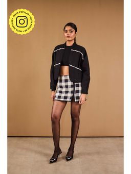 Urban Suburban - Checkered Reversible Black Jacket with Skirt