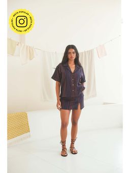 Urban Suburban - Striped Navy Blue Co-Ord Set