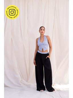 Urban Suburban - Multi-Color Striped Halter Crop Top with Trouser