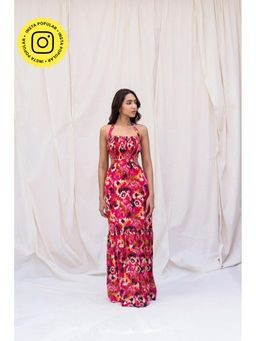 Urban Suburban - Pink Ikat Cut-Out Maxi Dress