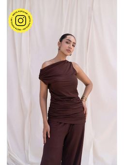 Urban Suburban - Brown Ribbed Asymmetric Solid Top