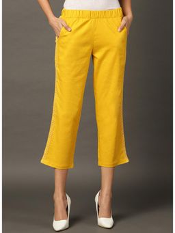 Lakshita - Yellow Regular Cotton Slub Capri