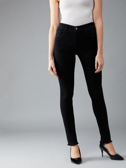 DOLCE CRUDO - Womens Black Slim Fit High Rise Denim Jeans