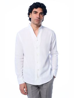 TERRA LUNA - White Mason Ls Khadi Casual Shirt