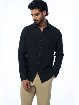 TERRA LUNA - Black Fabio Ls Linen Casual Shirt