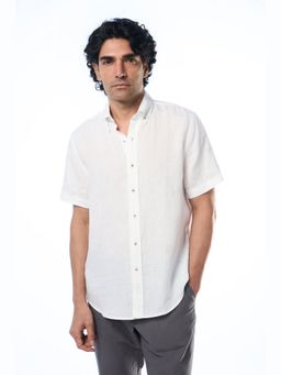 TERRA LUNA - White Carlos Ss Linen Casual Shirt