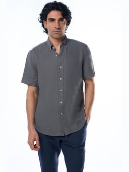 TERRA LUNA - Grey Carlos Ss Linen Casual Shirt