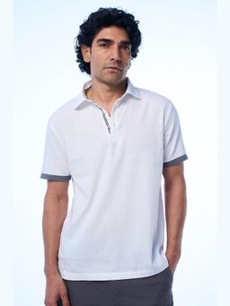 TERRA LUNA - White Roger Khadi Polo T-Shirt