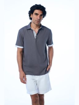 TERRA LUNA - Grey Roger Khadi Polo T-Shirt