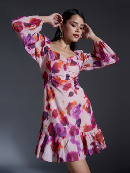 Twenty Dresses by Nykaa Fashion - Party Multi-Color Floral Sweetheart Neck Mini Dress