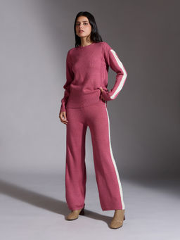 Twenty Dresses by Nykaa Fashion - Nude Pink Round Neck Top High Waist Pant (Set of 2)