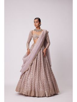 Vvani by Vani Vats - Pink Embroidered Lehenga with Blouse and Dupatta (Set of 3)