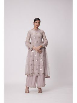 Vvani by Vani Vats - Pink Kurta with Palazzo and Dupatta (Set of 3)