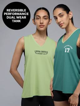 Kica - Reversible 2 Color Active Tank Top KIC010-Neon Yellow