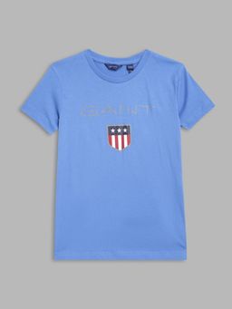 GANT - Boys Blue Solid Regular T Shirt