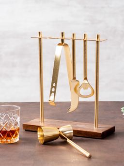 Nestroots - Gallant Stainless Steel Bar Tool Set In Gold Color